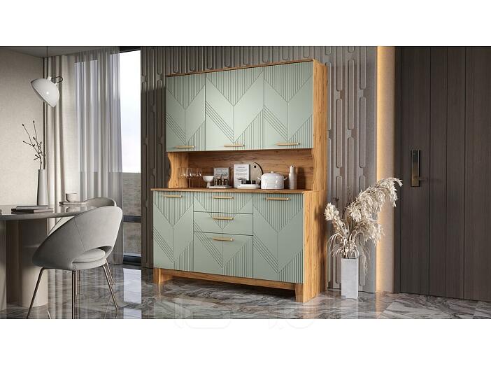 Буфет 1,5м Ирис (Олива софт, Дуб Крафт)