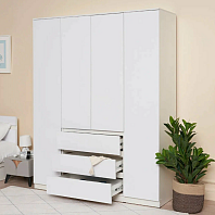 Челси Шкаф 1600 (4-х ств) (Ш) (Белый глянец холодный, белый)