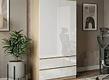 Челси Шкаф 2-х ств (2УПК) комбинированный (Ш) (Белый глянец холодный, дуб сонома)