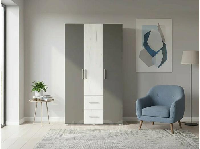 Фиеста NEW Шкаф 3-х ств (1200) без зеркала (Графит/Дуб Крафт Белый)