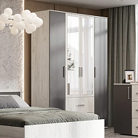 Фиеста NEW Шкаф 4-х ств (1600) (Графит/Дуб Крафт Белый)