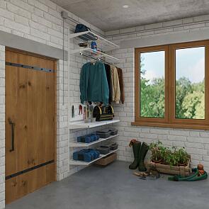 Маленькая система хранения в гараж белая 1560*450*2050