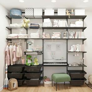 Практичная гардеробная в детскую черная 1560*450*2050