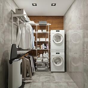 Система в прачечную со стиральной и сушильной машинами белая 1560*450*2050