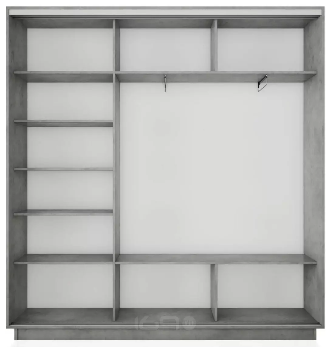 Корпус 3х-дверного шкафа-купе Экспресс 2 Трио 210 Бетон 2100x2200x450
