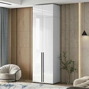 Норд Шкаф 2-х ств.(800) с антресолью (Белый/Белый Глянец холодный)