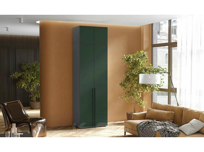 Норд Шкаф 2-х ств.(800) с антресолью (Изумрудный (КРОМКА ГРАФИТ), Графит)