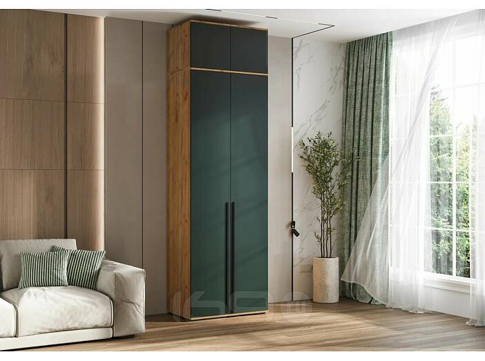 Норд Шкаф 2-х ств.(800) с антресолью (Изумрудный (КРОМКА ИЗУМРУД), Дуб Крафт (КРОМКА ДУБ КРАФТ))