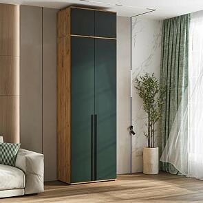 Норд Шкаф 2-х ств.(800) с антресолью (Изумрудный (КРОМКА ИЗУМРУД), Дуб Крафт (КРОМКА ДУБ КРАФТ))