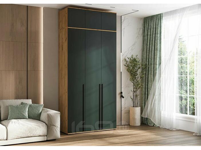 Норд Шкаф 3-х ств.(1200) с антресолью (Изумрудный (КРОМКА ИЗУМРУД), Дуб Крафт (КРОМКА ДУБ КРАФТ))