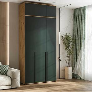 Норд Шкаф 3-х ств.(1200) с антресолью (Изумрудный (КРОМКА ИЗУМРУД), Дуб Крафт (КРОМКА ДУБ КРАФТ))