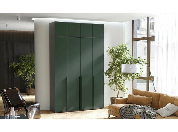 Норд Шкаф 4-х ств.(1600) с антресолью (Изумрудный (КРОМКА ГРАФИТ), Графит)