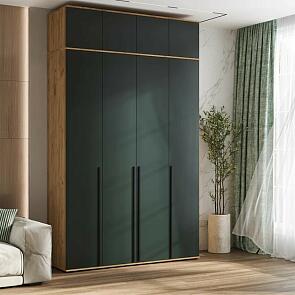 Норд Шкаф 4-х ств.(1600) с антресолью (Изумрудный (КРОМКА ИЗУМРУД), Дуб Крафт (КРОМКА ДУБ КРАФТ))