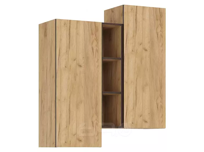 Норд Шкаф подвесной комбинированный (Дуб Крафт, Дуб Крафт (КРОМКА ВЕНГЕ))