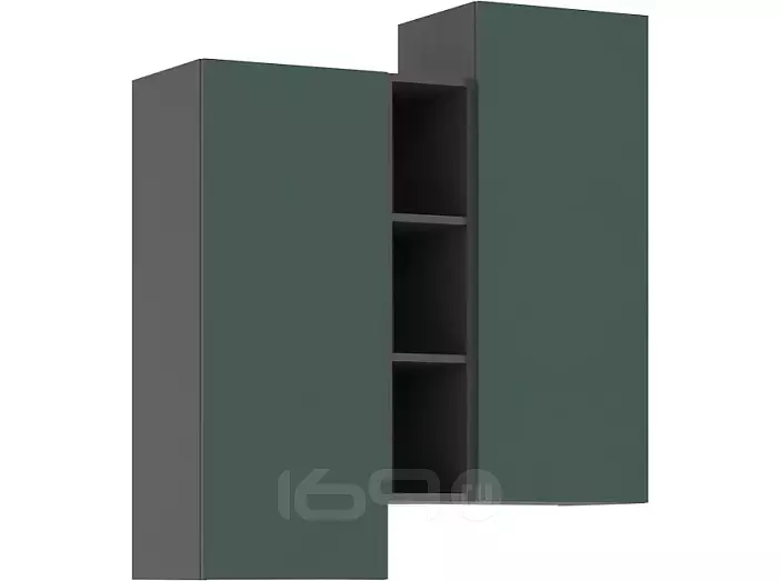 Норд Шкаф подвесной комбинированный (Изумрудный (КРОМКА ГРАФИТ), Графит)