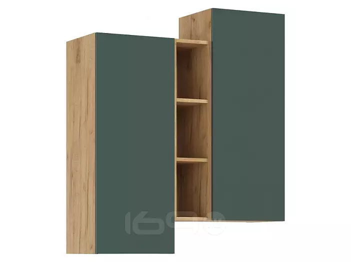 Норд Шкаф подвесной комбинированный (Изумрудный (КРОМКА ИЗУМРУД), Дуб Крафт (КРОМКА ДУБ КРАФТ))