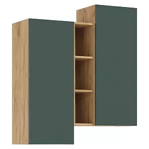 Норд Шкаф подвесной комбинированный (Изумрудный (КРОМКА ИЗУМРУД), Дуб Крафт (КРОМКА ДУБ КРАФТ))