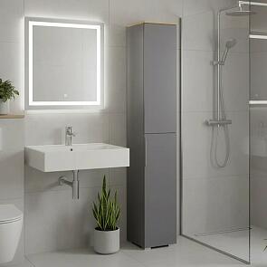 Октава Шкаф-пенал 13.228 Серый Графит 0162 РЕ, Дуб Золотой CRAFT, графит ZB 856-2 ПВХ