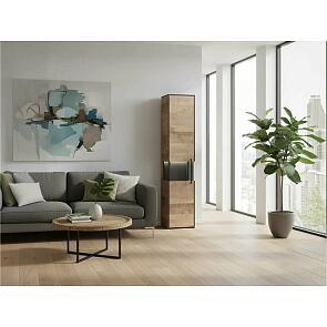 Трувор Шкаф-пенал с витриной 13.205 Дуб Гранж Песочный, Интра