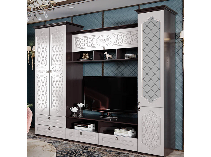 Престиж (гостиная) Шкаф (Жемчуг, венге)