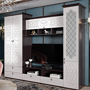 Престиж (гостиная) Шкаф (Жемчуг, венге)