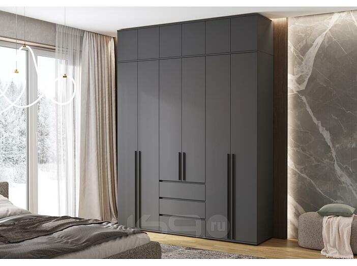Норд Шкаф 6-ти ств + Антресоль к шкафу 6-ти ств (Графит, Графит)