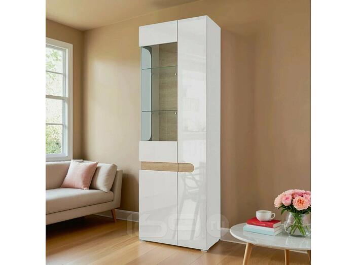 Шкаф 2-х дверный со стеклом левый Катания СТЛ.331.04 Белый/Дуб небраска