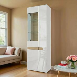 Шкаф 2-х дверный со стеклом левый Катания СТЛ.331.04 Белый/Дуб небраска