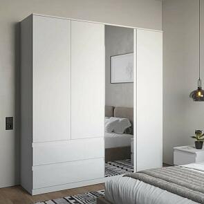 Шкаф для одежды STERN ШКЯ-4 c зеркалом(N) Белый