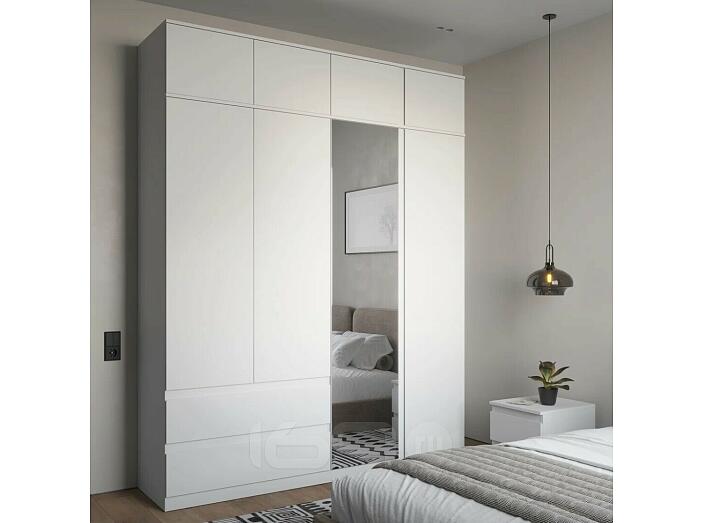 Шкаф для одежды STERN с антресолью ШКЯ-4 c зеркалом(N) Белый