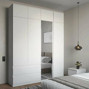 Шкаф для одежды STERN с антресолью ШКЯ-4 c зеркалом(N) Белый