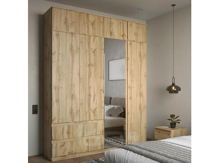 Шкаф для одежды STERN с антресолью ШКЯ-4 c зеркалом(N) Дуб Вотан