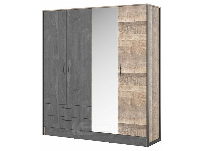 Шкаф HUGO 4-х дверный Дуб Гранж/Железный камень