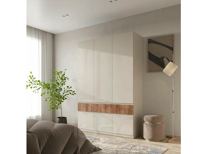 Шкаф PIANO 3-х створчатый Кашемир/Каштан