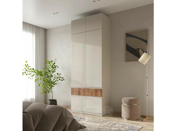 Шкаф PIANO с антресолью 2-х створчатый Кашемир/Каштан