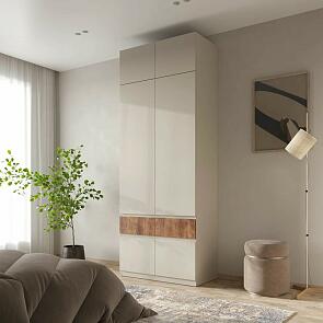 Шкаф PIANO с антресолью 2-х створчатый Кашемир/Каштан