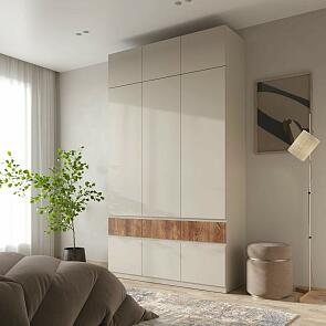 Шкаф PIANO с антресолью 3-х створчатый Кашемир/Каштан