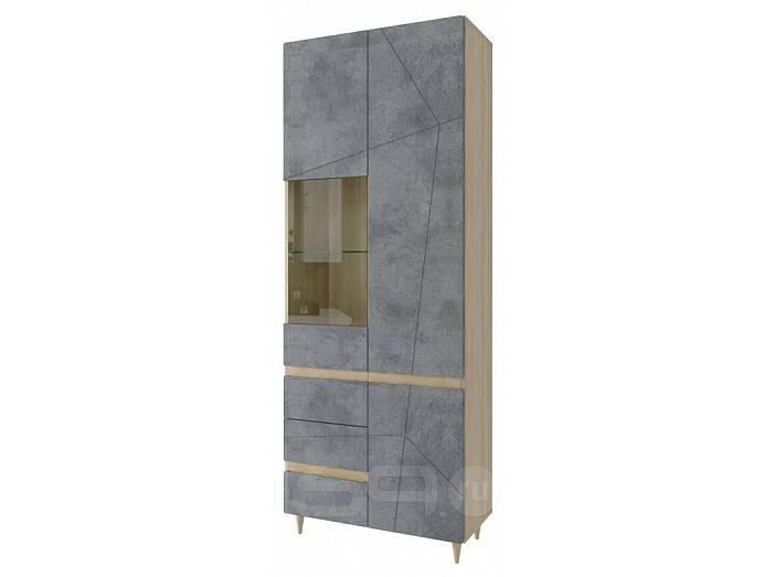Шкаф 790x410x2085 Киото Серый/дуб небраска стекло