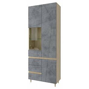 Шкаф 790x410x2085 Киото Серый/дуб небраска стекло