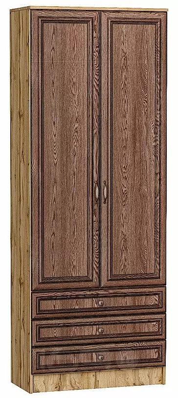 Шкаф двухстворчатый Стиль ШК-803 с ящиками Brown Dreamline Дуб Вотан
