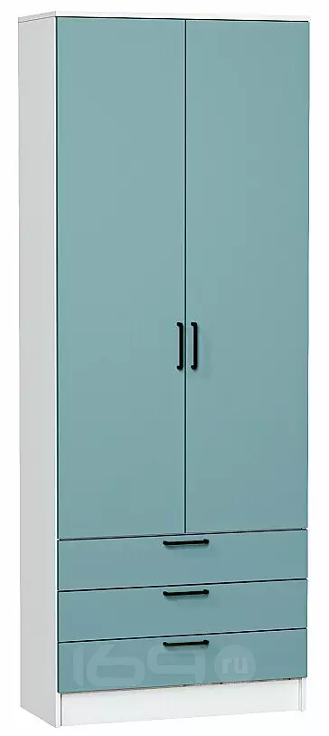 Шкаф двухстворчатый Стиль ШК-803 с ящиками Grey-green In 2S Белый