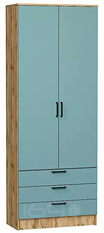 Шкаф двухстворчатый Стиль ШК-803 с ящиками Grey-green In 2S Дуб Вотан