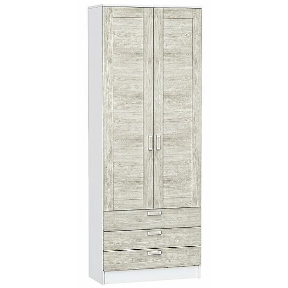 Шкаф двухстворчатый Стиль ШК-803 с ящиками Nordic Oak Белый