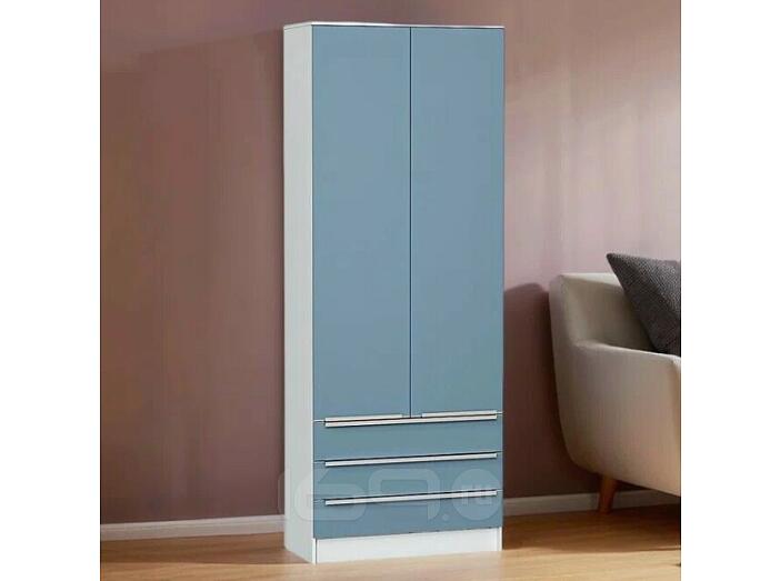Шкаф двухстворчатый Стиль ШК-803 с ящиками Silky Blue Белый
