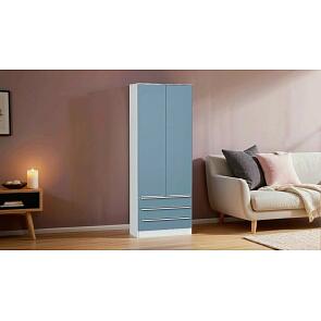 Шкаф двухстворчатый Стиль ШК-803 с ящиками Silky Blue Белый