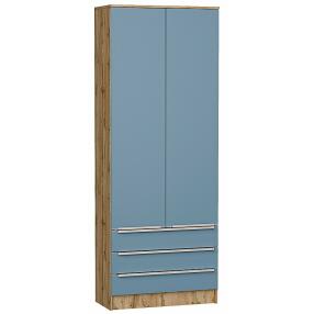 Шкаф двухстворчатый Стиль ШК-803 с ящиками Silky Blue Дуб Вотан
