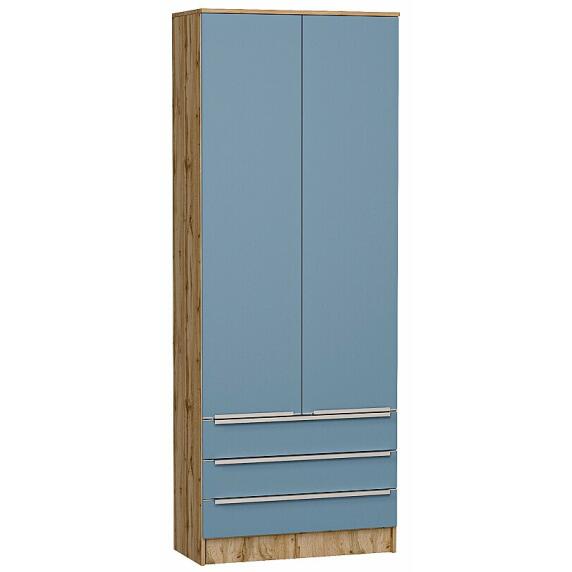 Шкаф двухстворчатый Стиль ШК-803 с ящиками Silky Blue Дуб Вотан