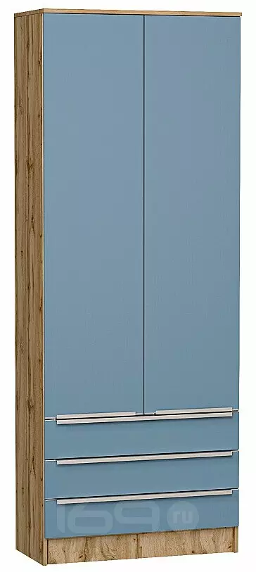 Шкаф двухстворчатый Стиль ШК-803 с ящиками Silky Blue Дуб Вотан