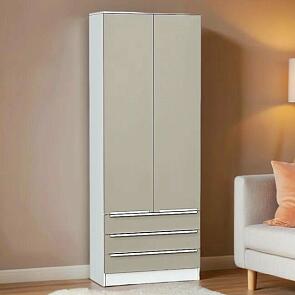 Шкаф двухстворчатый Стиль ШК-803 с ящиками Silky Grey Белый