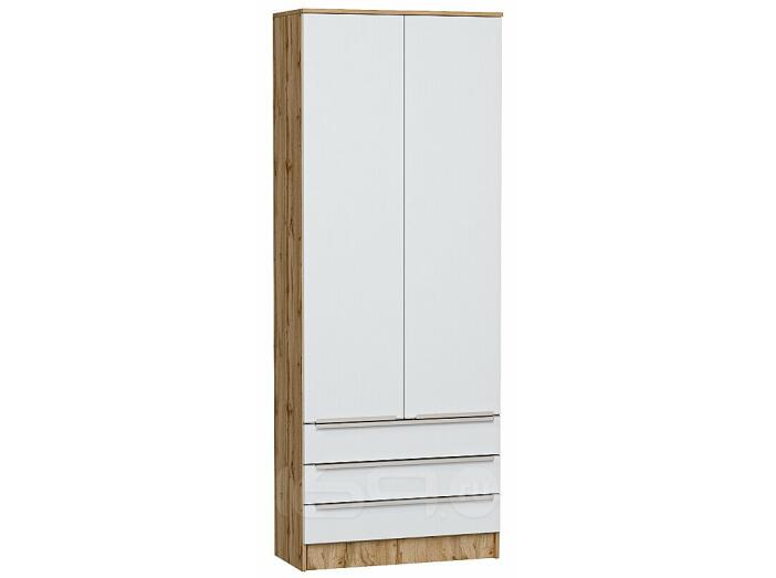 Шкаф двухстворчатый Стиль ШК-803 с ящиками Silky White Дуб Вотан